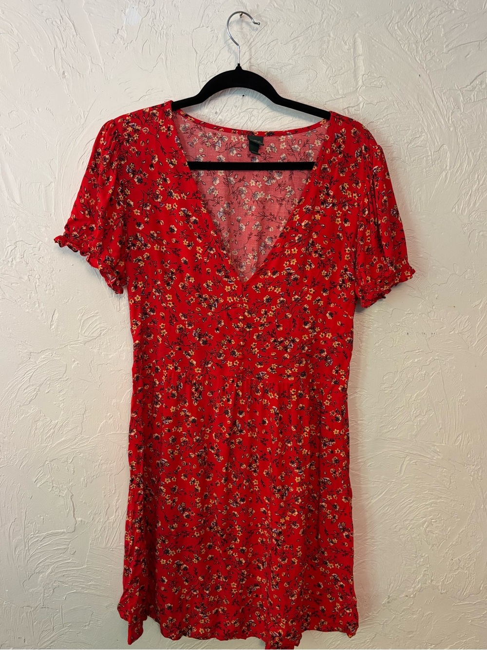 Wild Fable Red Floral V-Neck Mini Dress